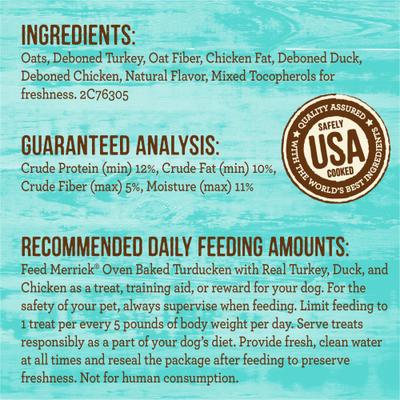 Golosinas para perros Turducken horneadas con pavo, pato y pollo auténticos, bolsa de 11 oz