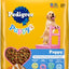 Paquete: Alimento seco Pedigree Puppy Growth & Protection con sabor a pollo y vegetales + Paquete variado de bocados para cachorros en salsa con carne de res y pollo en bolsitas de alimento húmedo para perros
