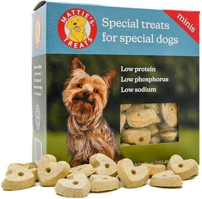 Minis Crunchy Dog Treats, bajas en proteínas, fósforo y sodio, caja de 10 oz