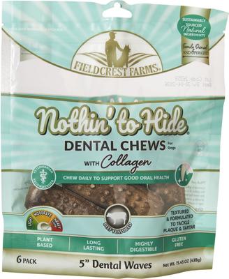 Nothin' to Hide Dental Wave Beef 5-in Dog Chews, 6 count