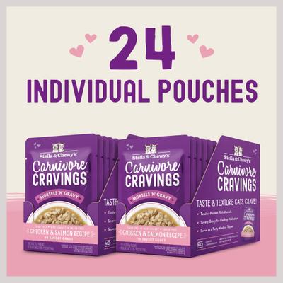 Carnivore Cravings Morsels'N'Gravy Chicken & Salmon Recipe, 2.8-oz pouch, case of 12