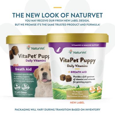 VitaPet Puppy Plus Breath Aid - Masticables blandos multivitamínicos para perros, 70 unidades