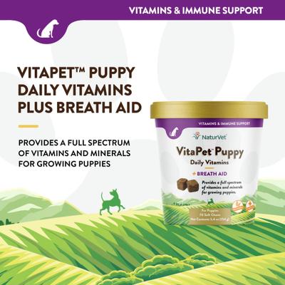 VitaPet Puppy Plus Breath Aid - Masticables blandos multivitamínicos para perros, 70 unidades