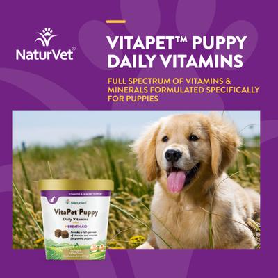 VitaPet Puppy Plus Breath Aid - Masticables blandos multivitamínicos para perros, 70 unidades