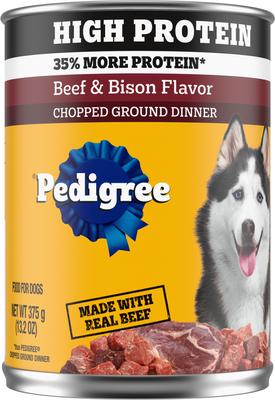 High Protein Adult Canned Soft Wet Dog Food, Chopped Beef & Bison Flavor, 13.2-oz can, case of 12