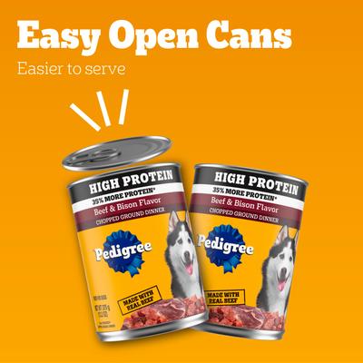 High Protein Adult Canned Soft Wet Dog Food, Chopped Beef & Bison Flavor, 13.2-oz can, case of 12