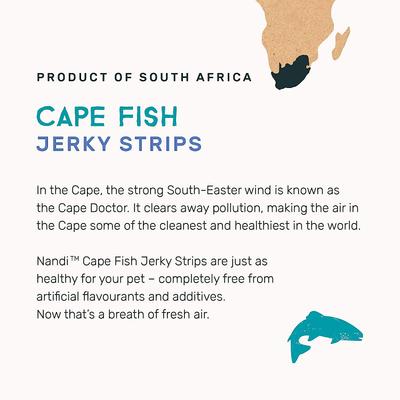 Tiras de cecina de pescado Cape Fish, premios de salmón y trucha para perros, bolsa de 5.3 oz