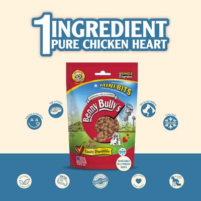 Chicken Heart Mini Bits Raw Freeze-Dried Dog Treats, 3.6-oz bag
