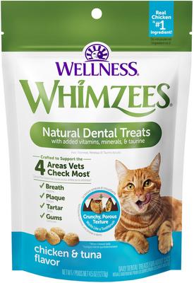 by Wellness Natural Chicken & Tuna Dental Cat Treats, 4.5-oz bag