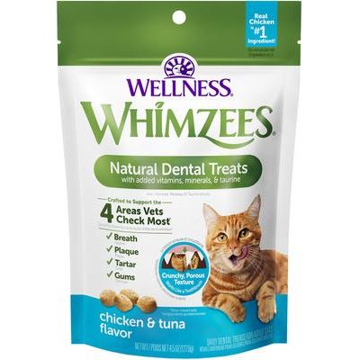 Premios dentales para gatos de pollo y atún de Wellness Natural, bolsa de 127 g