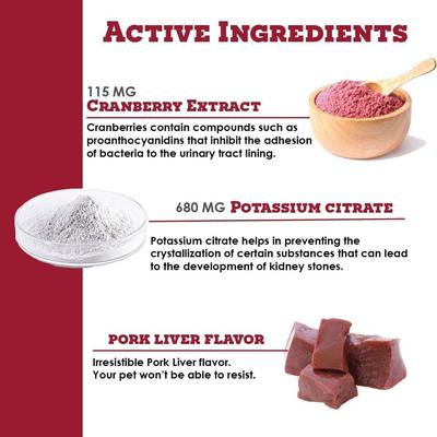 Potassium Citrate Plus Cranberry Chewable Tablets for Dogs, 100 count