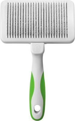 Self-Cleaning Dog Slicker Brush, Green/White