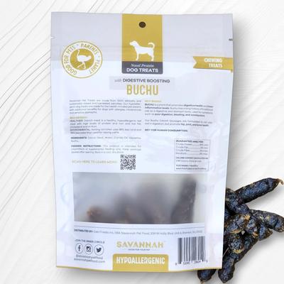 Hypoallergenic Digestive Boosting Buchu Ostrich Sausages Dog Treats, 3-oz pouch