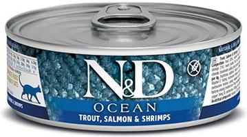 N&D Ocean Trout, Salmon & Shrimp Grain-Free Wet Cat Food, 2.46-oz can, case of 24