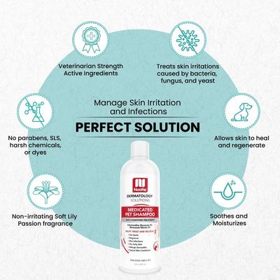 Champú antimicrobiano medicado para perros, botella de 8 onzas líquidas