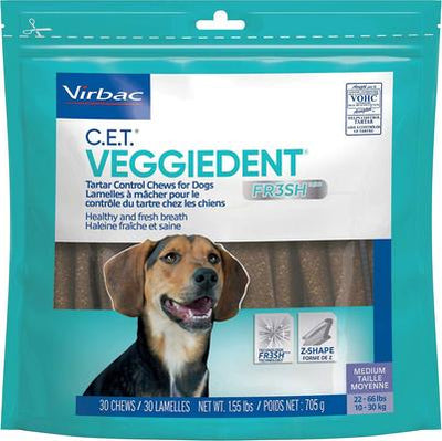 Bundle: Virbac C.E.T. VeggieDent Fr3sh Tartar Control Chews + Benebone Multipack Durable Chew Toy for Dogs