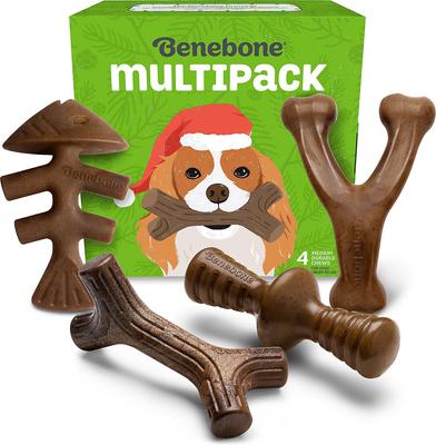 Bundle: Virbac C.E.T. VeggieDent Fr3sh Tartar Control Chews + Benebone Multipack Durable Chew Toy for Dogs