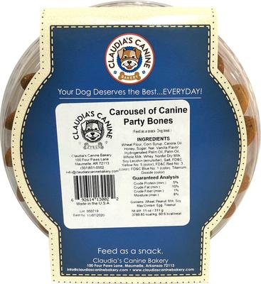 Carrusel de golosinas horneadas para perros Canine Party Bones, envase de 11 oz