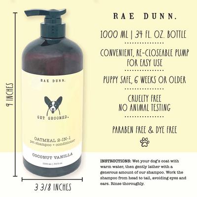 Get Groomed. Oatmeal 2-in-1 Dog Shampoo & Conditioner, 1000-mL bottle, 2 count