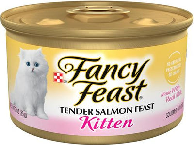 Kitten Tender Salmon Feast Canned Cat Food, 3-oz, case of 24