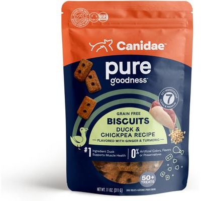 Galletas crujientes para perros PURE Heaven sin cereales con pato y garbanzos, bolsa de 325 g