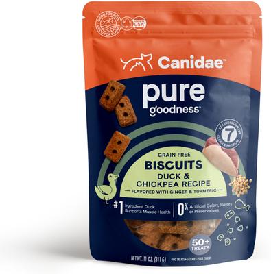 Galletas crujientes para perros PURE Heaven sin cereales con pato y garbanzos, bolsa de 325 g
