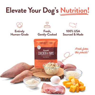 Tuxedo's Chicken & Yams Homestyle Wet Dog Food Topper, 9-oz pouch, case of 4