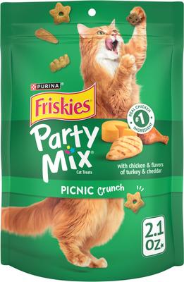 Party Mix Picnic Crunch Flavor Crunchy Cat Treats, 2.1-oz bag