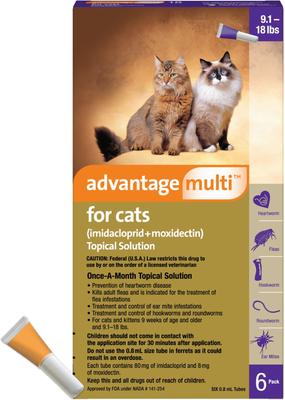 Topical Solution for Cats, 9.1-18 lbs, (Purple Box), 6 Doses (6-mos. supply)