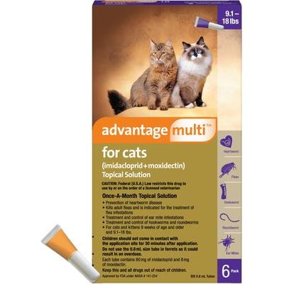 Solución tópica para gatos, 4-8 kg (caja morada), 6 dosis (suministro para 6 meses)