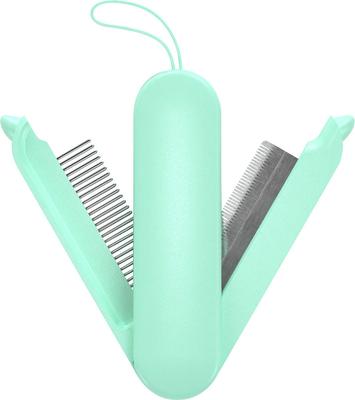 JOYNE Multi-Functional 2-in-1 Swivel Travel Grooming Dog & Cat Comb & Deshedding Tool, Green