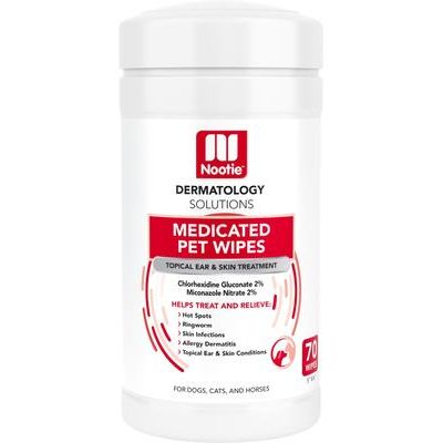 Toallitas antimicrobianas medicadas para oídos y piel de perros, 70 unidades