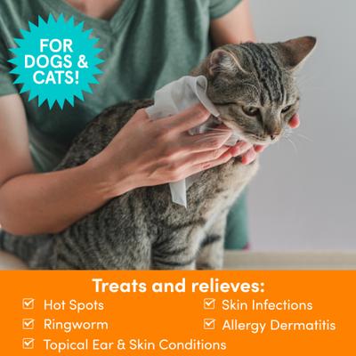 Medicated Antimicrobial Dog Ear & Skin Wipes, 70 count