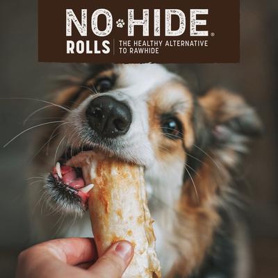 No-Hide Small Rolls Long Lasting Natural Rawhide Alternative Beef Recipe Chew Dog Treats, 6 count