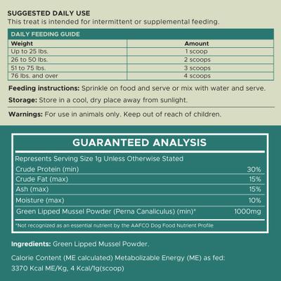 Green Lipped Mussel Powder Joint & Ligament Health Supplement for Dogs & Cats, 2-oz jar