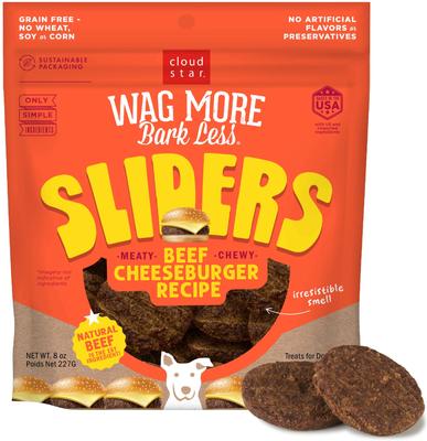 Wag More Bark Less Sliders BBQ Chicken Recipe Grain-Free Soft & Chewy Dog Treats, 8-oz bag