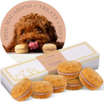 Galletas macarrones de caramelo salado hechas a mano para perros, 6 unidades