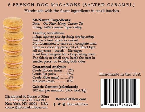 Galletas macarrones de caramelo salado hechas a mano para perros, 6 unidades