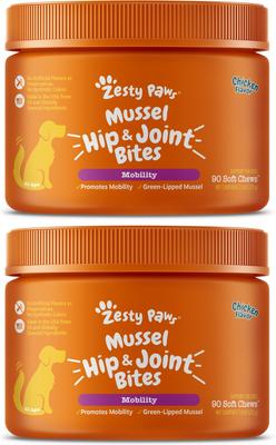 Mussel Mobility Bites Chicken Flavored Soft Chews Hip & Joint Supplement for Dogs, 180 count