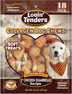 Collagen 3-in Chicken Dumbbells Recipe Dog Jerky Treat, 8.3-oz bag