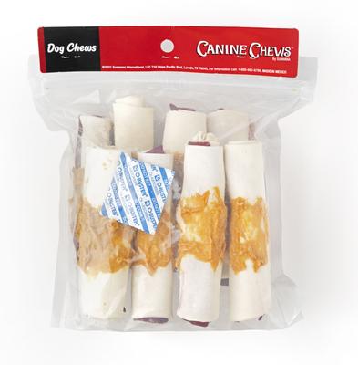 4-inch Triple Roll Chicken, Beef, & Pork Flavored Rawhide Dog Chews, 8 count