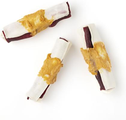 4-inch Triple Roll Chicken, Beef, & Pork Flavored Rawhide Dog Chews, 8 count