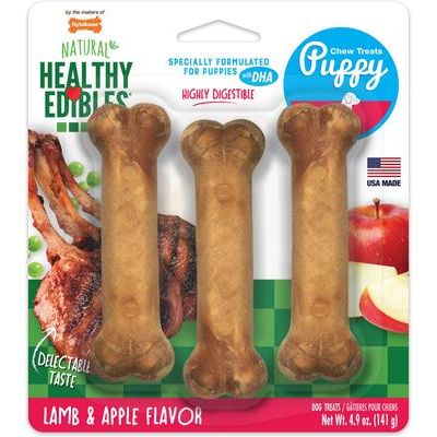 Golosinas de hueso para perro Healthy Edibles de larga duración con sabor a cordero y manzana, tamaño pequeño (4 unidades)