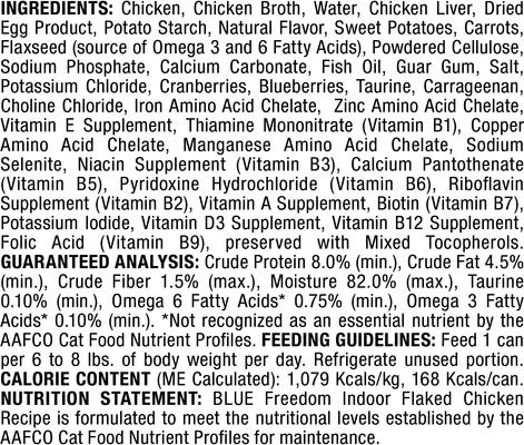 Freedom Indoor Flaked Chicken Recipe Grain-Free Canned Cat Food, 5.5-oz, case of 24