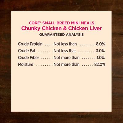 CORE Grain-Free Small Breed Mini Meals Chunky Chicken & Chicken Liver in Gravy Dog Food Pouches, 3-oz, case of 12