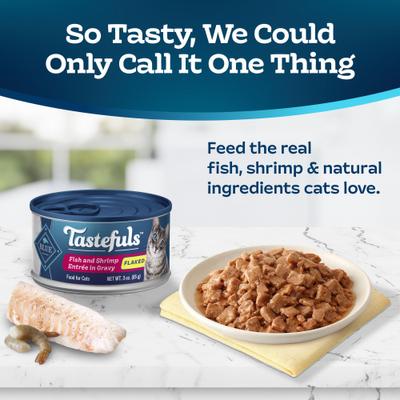 Tastefuls Fish & Shrimp Entrée in Gravy Flaked Wet Cat Food, 3-oz can, case of 24