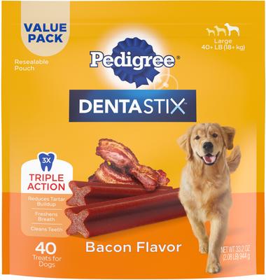 Bundle: Variety Pack - Pedigree Dentastix Large Original Dog Treats, 40 count, Beef & Bacon Flavors