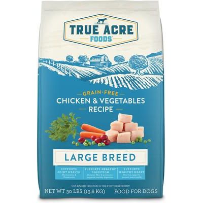 Alimento seco sin cereales para perros de razas grandes con pollo y verduras, bolsa de 13.6 kg