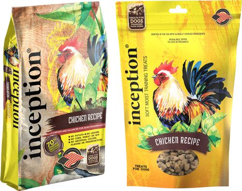Bundle: Inception Chicken Recipe Dry Food, 27-lb bag + Soft & Chewy Dog Treats, 4-oz bag
