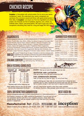 Bundle: Inception Chicken Recipe Dry Food, 27-lb bag + Soft & Chewy Dog Treats, 4-oz bag